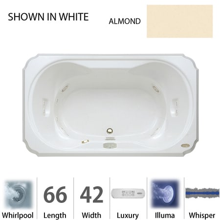 A large image of the Jacuzzi BEL6642 WCR 4IW Almond