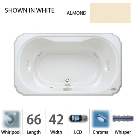 A large image of the Jacuzzi BEL6642 WCR 5CW Almond