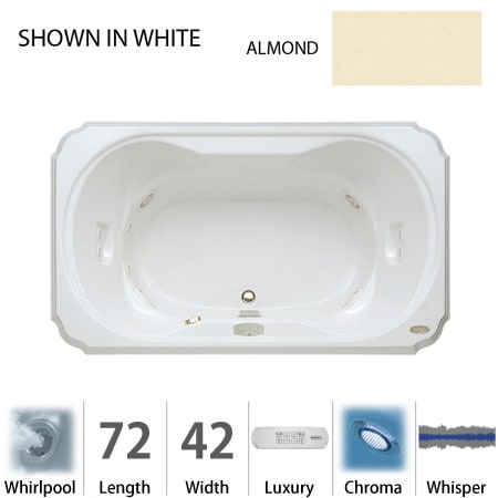 A large image of the Jacuzzi BEL7242 WCR 4CW Almond