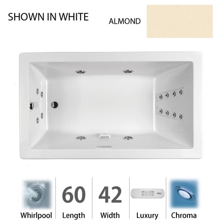 A large image of the Jacuzzi ELA6042 WRL 4CH Almond