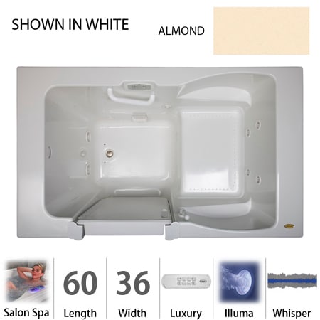 A large image of the Jacuzzi F7N6036 CRL 4IW Almond