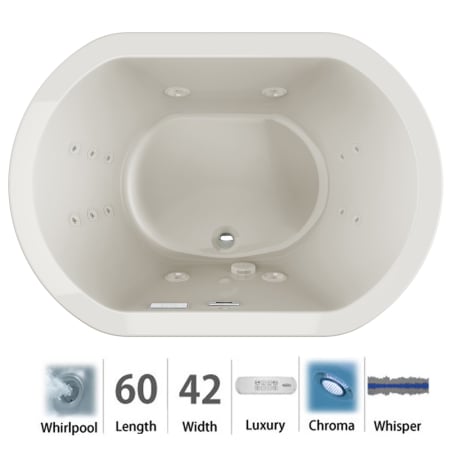 A large image of the Jacuzzi DUE6042WCR4CW Oyster / Chrome Trim