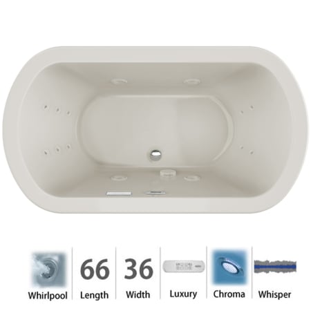 A large image of the Jacuzzi DUE6636WCR4CW Oyster / Chrome Trim
