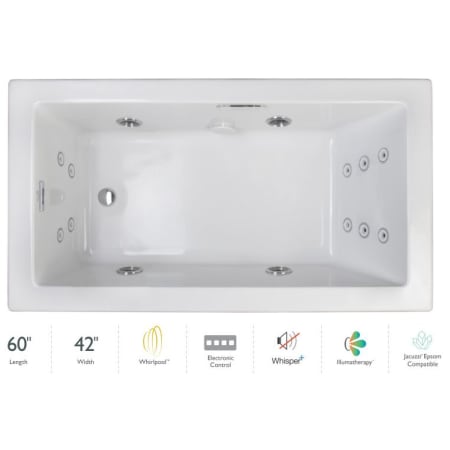 A large image of the Jacuzzi ELA6042WLR4IP White / Chrome Trim
