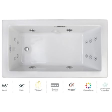 A large image of the Jacuzzi ELA6636WLR4CP White / White Trim