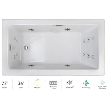 A large image of the Jacuzzi ELA7236WLR4IP White / White Trim