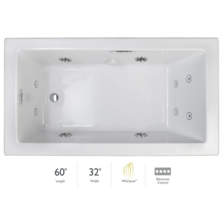 A large image of the Jacuzzi ELL6032WLR2HX White / Chrome Trim