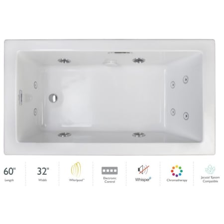 A large image of the Jacuzzi ELL6032WLR4CP White / White Trim