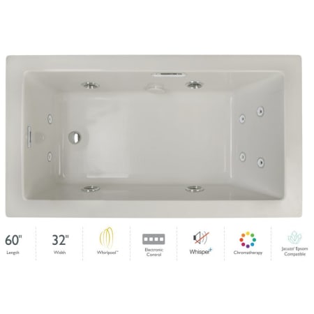 A large image of the Jacuzzi ELL6032WLR4CP Oyster / Chrome Trim