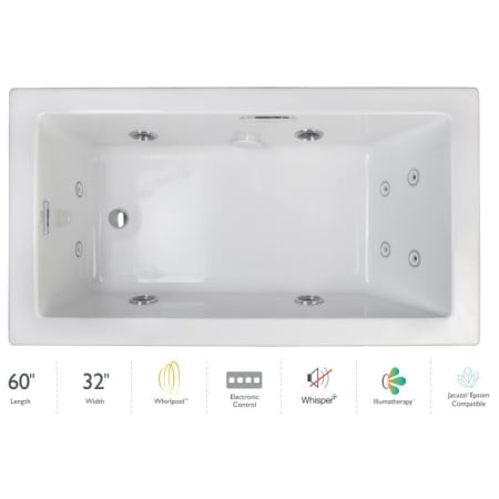 A large image of the Jacuzzi ELL6032WLR4IP White / Chrome Trim