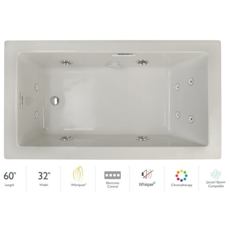 A large image of the Jacuzzi ELL6032WRL4CP Oyster / Chrome Trim