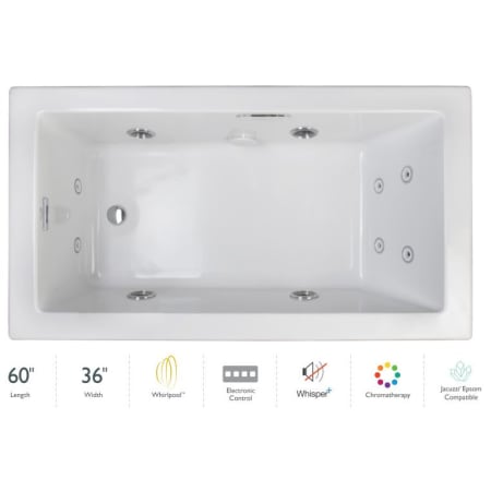 A large image of the Jacuzzi ELL6036WLR4CP White / Chrome Trim