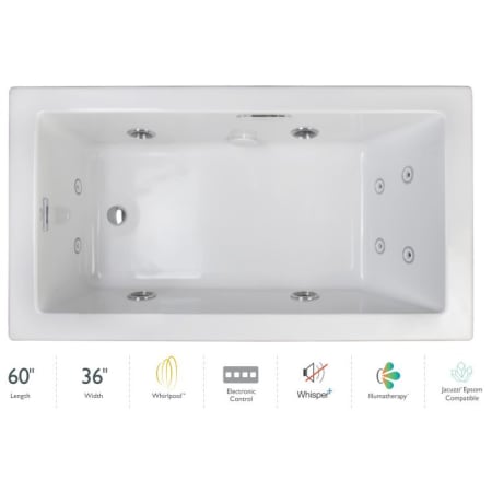 A large image of the Jacuzzi ELL6036WRL4IP White / White Trim