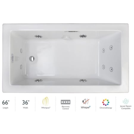 A large image of the Jacuzzi ELL6636WLR4CP White / Chrome Trim