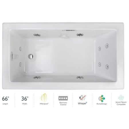 A large image of the Jacuzzi ELL6636WLR4IP White / White Trim