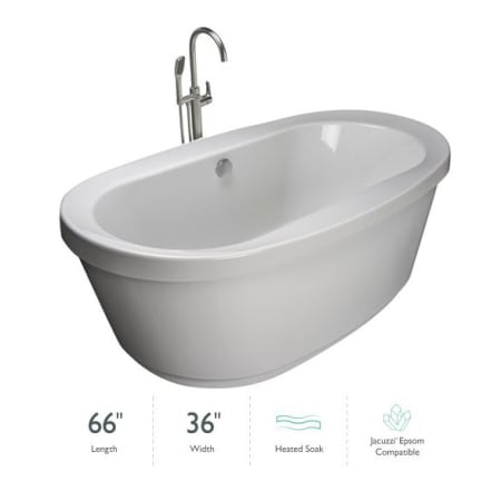 A large image of the Jacuzzi INB6636BCR1HSW White / Chrome Tub Filler