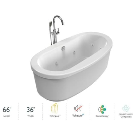 A large image of the Jacuzzi INB6636WCR1XP White with Chrome Tub Filler