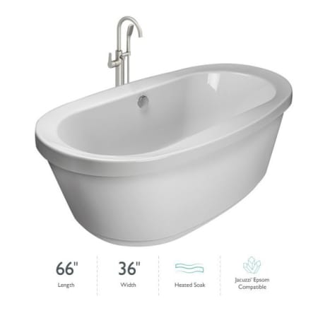 A large image of the Jacuzzi INN6636BCR1HSW White / Brushed Nickel Tub Filler