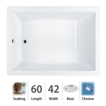 Jacuzzi Sol6042bux2cxw White 60 X 42 Solna Drop In Undermount A Large Image Of The Jacuzzi Sol6042bux2cx White