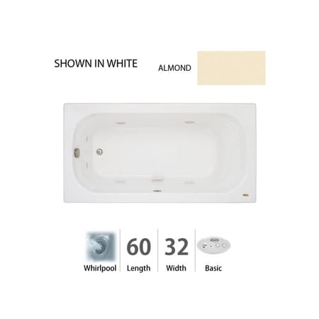 A large image of the Jacuzzi LUX6032 WLR 2CH Almond