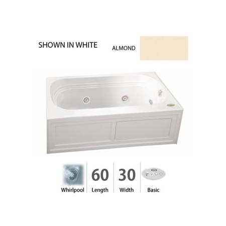 A large image of the Jacuzzi LXS6030 WLR 2CH Almond