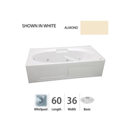 A large image of the Jacuzzi NVS6036 WLR 2CH Almond