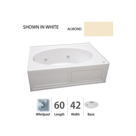 A large image of the Jacuzzi NVS6042 WLR 2HX Almond