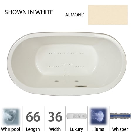 A large image of the Jacuzzi MIO6636 WCR 4IW Almond