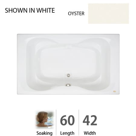 Jacuzzi Mit6042bcy Oyster 60 X 42 Mito Drop In Soaking Bathtub A Large Image Of The Jacuzzi Mit6042 Bcx X Oyster