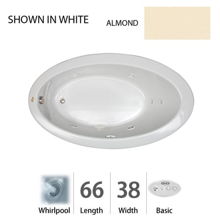 A large image of the Jacuzzi RIV6638 WLR 2HX Almond