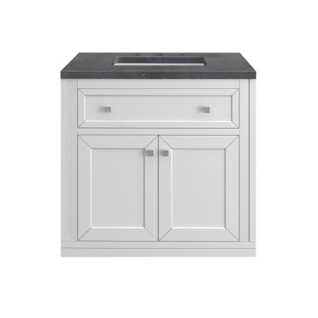 A large image of the James Martin Vanities 305-V30-3CSP-HW Glossy White / Brushed Nickel