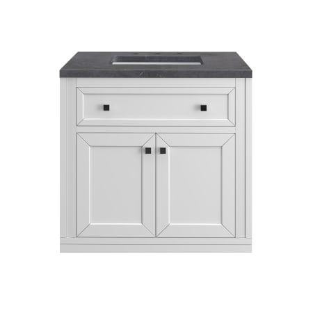 A large image of the James Martin Vanities 305-V30-3CSP-HW Glossy White / Matte Black