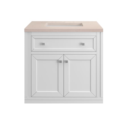 A large image of the James Martin Vanities 305-V30-3EMR-HW Glossy White / Brushed Nickel