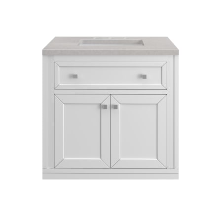 A large image of the James Martin Vanities 305-V30-3ESR-HW Glossy White / Brushed Nickel