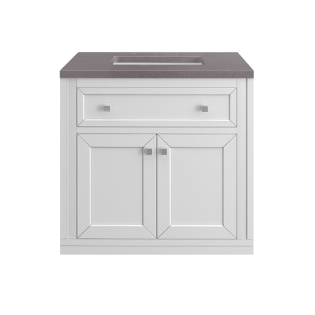 A large image of the James Martin Vanities 305-V30-3GEX-HW Glossy White / Brushed Nickel