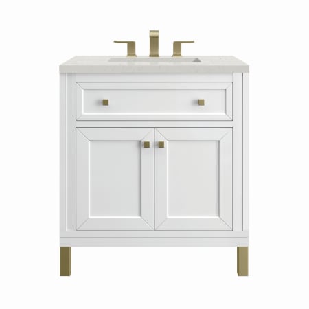 A large image of the James Martin Vanities 305-V30-3LDL Glossy White