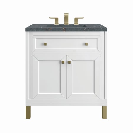 A large image of the James Martin Vanities 305-V30-3PBL Glossy White