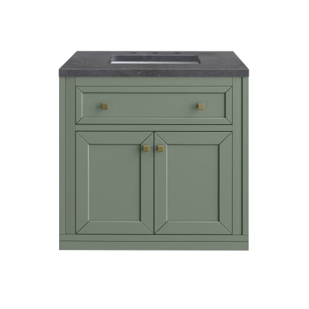 A large image of the James Martin Vanities 305-V30-3CSP-HW Smokey Celadon / Champagne Brass