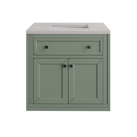 A large image of the James Martin Vanities 305-V30-3ESR-HW Smokey Celadon / Matte Black