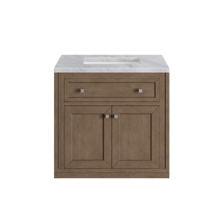 A large image of the James Martin Vanities 305-V30-3CAR White Washed Walnut