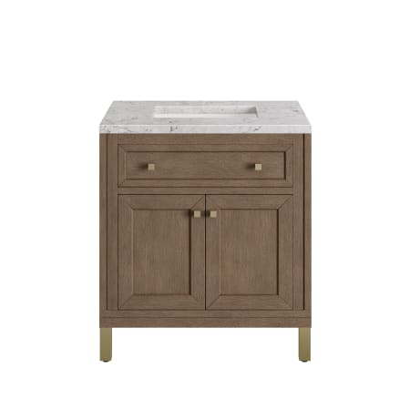 A large image of the James Martin Vanities 305-V30-3EJP-HW White Washed Walnut / Champagne Brass
