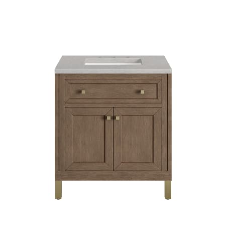 A large image of the James Martin Vanities 305-V30-3ESR-HW White Washed Walnut / Champagne Brass