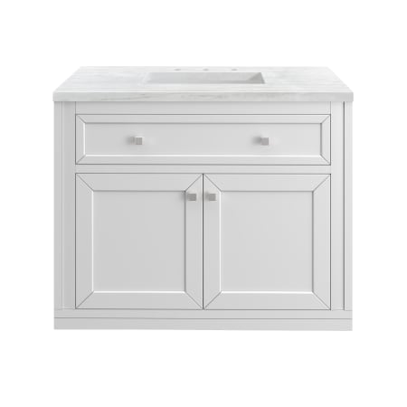 A large image of the James Martin Vanities 305-V36-3AF-HW Glossy White / Brushed Nickel