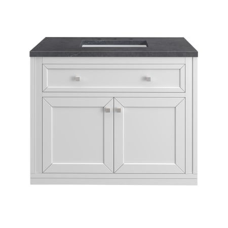 A large image of the James Martin Vanities 305-V36-3CSP-HW Glossy White / Brushed Nickel