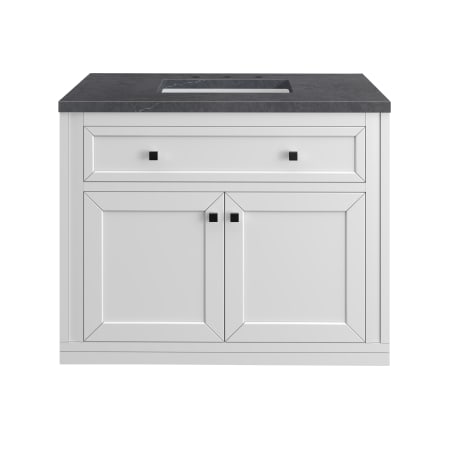 A large image of the James Martin Vanities 305-V36-3CSP-HW Glossy White / Matte Black