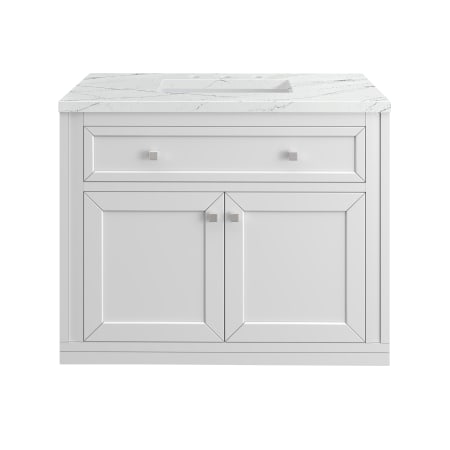 A large image of the James Martin Vanities 305-V36-3ENC-HW Glossy White / Brushed Nickel