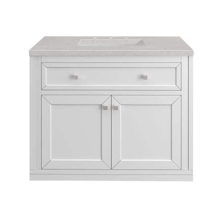 A large image of the James Martin Vanities 305-V36-3ESR-HW Glossy White / Brushed Nickel