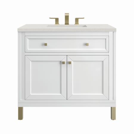 A large image of the James Martin Vanities 305-V36-3LDL Glossy White