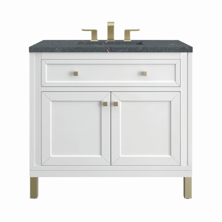 A large image of the James Martin Vanities 305-V36-3PBL Glossy White