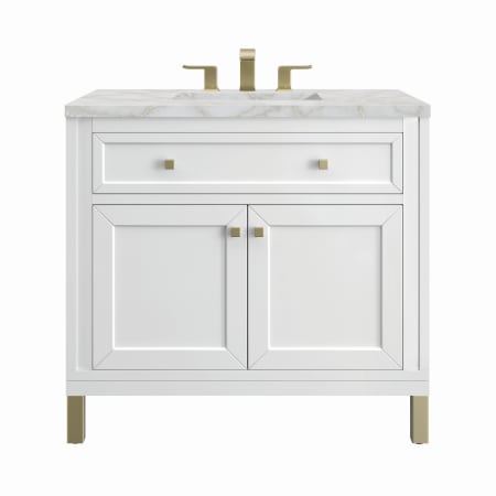 A large image of the James Martin Vanities 305-V36-3VSL Glossy White